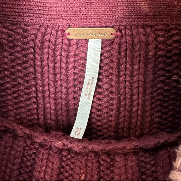 Free People Sweetheart Sweater Size XS Mockneck Balloon Sleeve Chunky Cotton - Picture 3 of 11